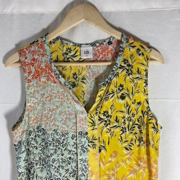 CAbi Golden Glow Floral Multi-Print Sleeveless Top Style 5547 Sz M - Picture 4 of 7